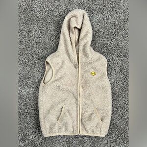 Cozy Cream Sherpa Vest with Embroidered Detail